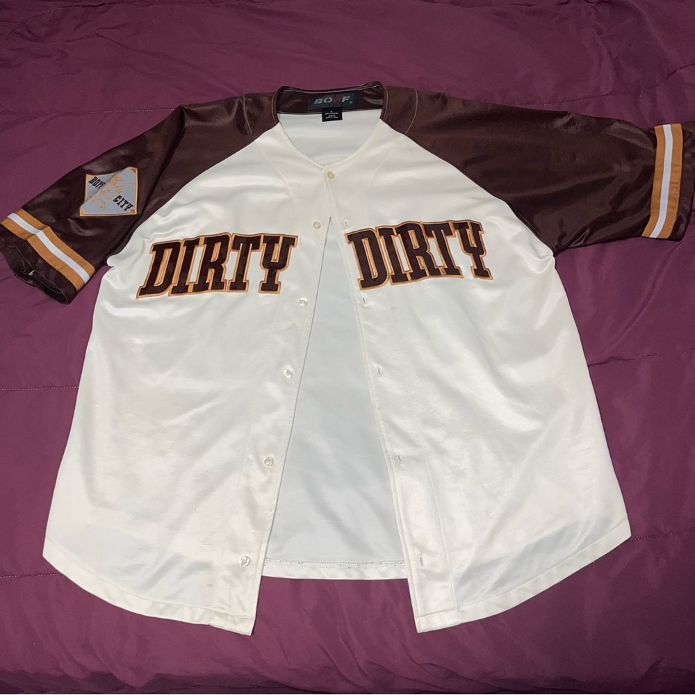 MVintage Streetwear Hip Hop Mens Dirty Dirty Spell Out Baseball Jersey